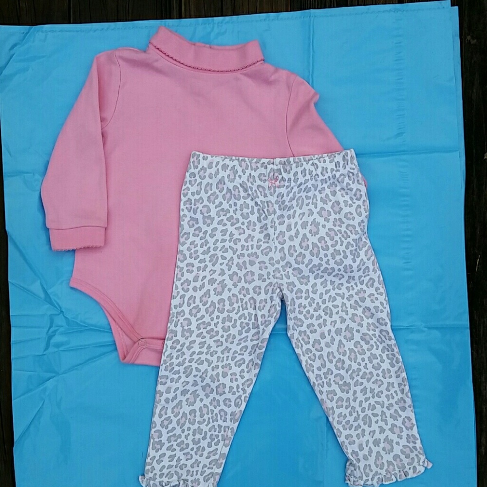 18M Carter's Cheetah Print Pants & J.Khaki Tneck